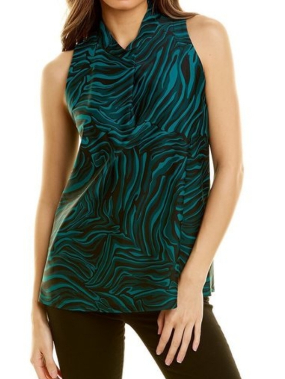 Jude Connally Macy Sleeveless Top Zebra Jade Green And Black XL